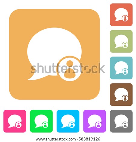 Blog comment sender flat icons on rounded square vivid color backgrounds.