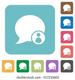 Blog comment sender white flat icons on color rounded square backgrounds