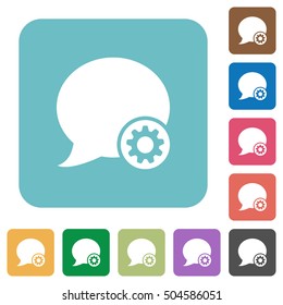 Blog comment settings flat icons on color rounded square backgrounds