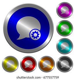 Blog comment settings icons on round luminous coin-like color steel buttons