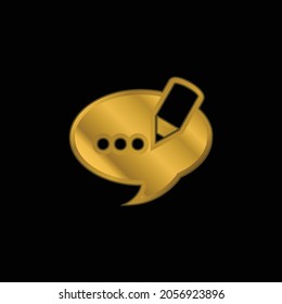 Blog Comment Speech Bubble Symbol gold plated metalic icon or logo vector