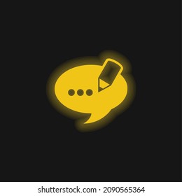 Blog Comment Speech Bubble Symbol yellow glowing neon icon