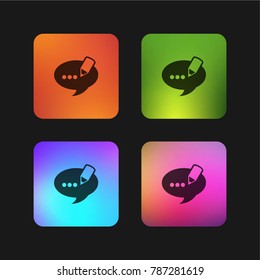 Blog comment speech bubble symbol four color gradient app icon design