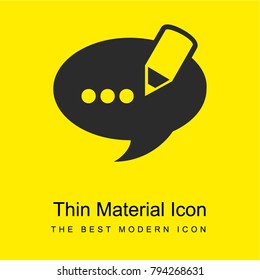 Blog comment speech bubble symbol bright yellow material minimal icon or logo design