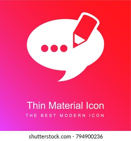 Blog comment speech bubble symbol red and pink gradient material white icon minimal design