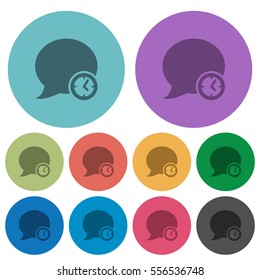 Blog comment time darker flat icons on color round background