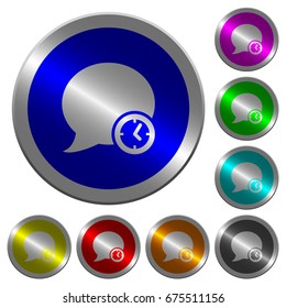 Blog comment time icons on round luminous coin-like color steel buttons