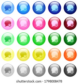 Iconos de tiempo de comentario de blog en conjunto de 25 botones esféricos brillantes de color