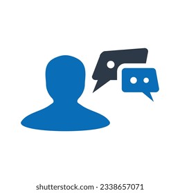 Blog Commenting Flat Blue Icon Isolate On White Background Vector Illustration | Seo Icons