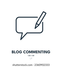 Blog Commenting Icon. Blogging, Comment, Message. Editable Stroke. Simple Vector Icon
