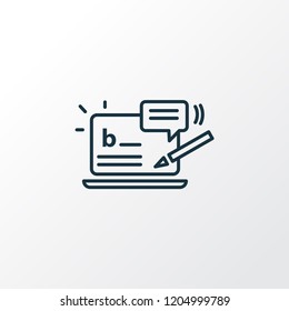 Blog commenting icon line symbol. Premium quality isolated blogging element in trendy style.