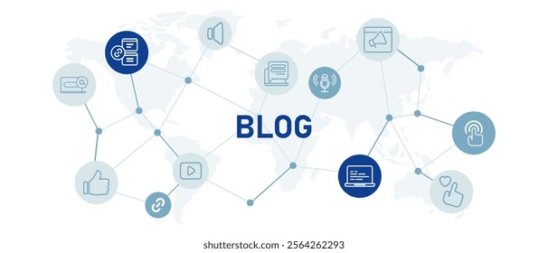 Blog concept icon website header information news journal update content article writing post in internet for content engagement