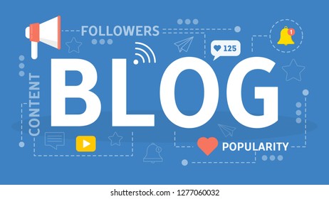 Blog concept. Idea of streaming in the internet and getting feedback. Content in social media, follower number growth and popularity. Isolated flat vector illustration