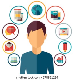 Blog concept illustration in flat design style.