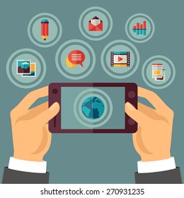 Blog concept illustration in flat design style.