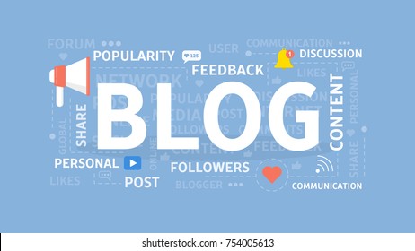 Blog concept illustration. Idea of posting, sharing and following.