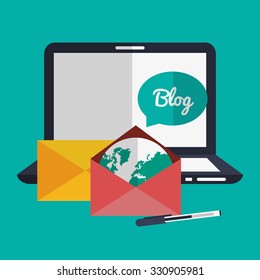 Blog concept with technology icons design, vector illustration 10 eps graphic.