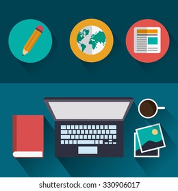 Blog concept with technology icons design, vector illustration 10 eps graphic.