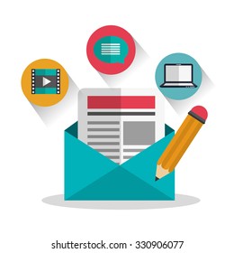 Blog concept with technology icons design, vector illustration 10 eps graphic.