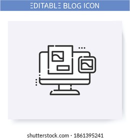 Blog content line icon. Content plan. Blogging and broadcasting. Internet community. Content Management. Freelance. Creative of commercial writing. Isolated vector illustration. Editable stroke 