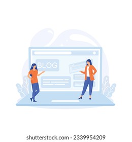 Blog Creation, Starting Personal Lifestyle Vlog, Live Video Streaming Channel Launch, flat vector modern illustration