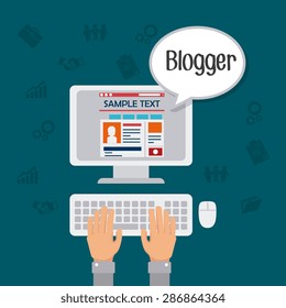 Blog design over blue background, vector illustration.