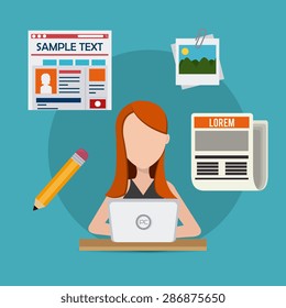 Blog design over blue background, vector illustration.