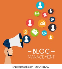 Blog design over orange background, vector illustration.