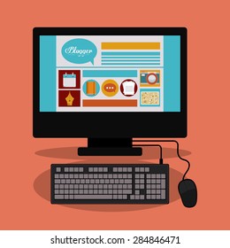 Blog design over orange background, vector illustration