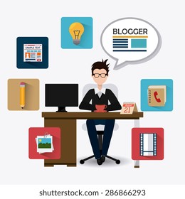 Blog design over white background, vector illustration.