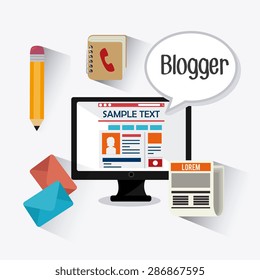 Blog design over white background, vector illustration.