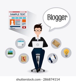 Blog design over white background, vector illustration.