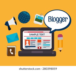 Blog design over yellow background, vector illustration.