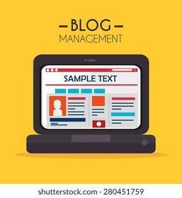 Blog design over yellow background, vector illustration.