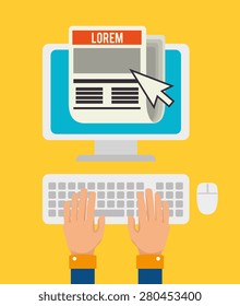 Blog design over yellow background, vector illustration.