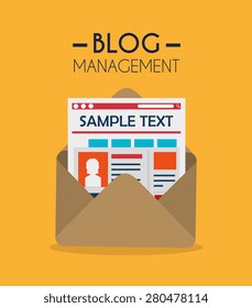 Blog design over yellow background, vector illustration.