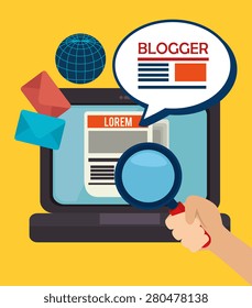Blog design over yellow background, vector illustration.