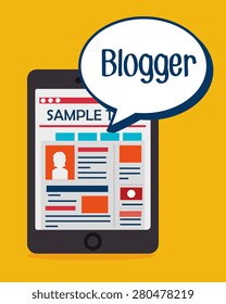 Blog design over yellow background, vector illustration.