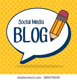 Blog design over yellow background, vector illustration.
