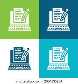 Blog Flat Vier Farbe minimale Icon Set