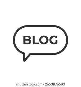 Blog flat outline vector icon isolated on white background