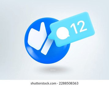 Blog followers concept. 3d vector mobile application icon with notification