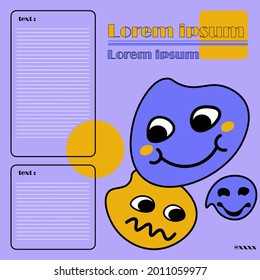 Blog format template, Retro Poster Template Lettering Nineties Cartoon 90S Style.