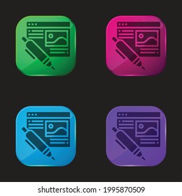 Blog four color glass button icon