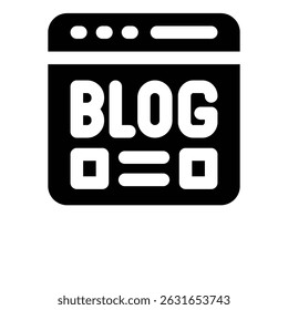 blog glyph icon. Strong and solid vector icon for websites, mobile interfaces, presentations, and visual branding. High quality and easy to edit.