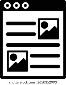 Design de ícone de vetor de glifos do blog