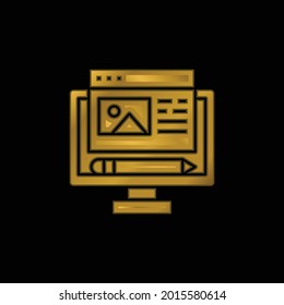 Blog gold plated metalic icon or logo vector