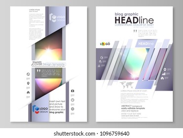 Blog graphic business templates. Page website template, easy editable abstract vector layout. Retro style, mystical Sci-Fi background. Futuristic trendy design.