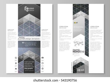 Blog graphic business templates. Page website design template, abstract vector layout. Colorful dark background with abstract lines. Bright color chaotic, random curves. Colourful vector decoration.