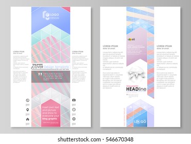 Blog graphic business templates. Page website template, easy editable abstract vector layout. Sweet pink and blue decoration, pretty romantic design, cute candy background.